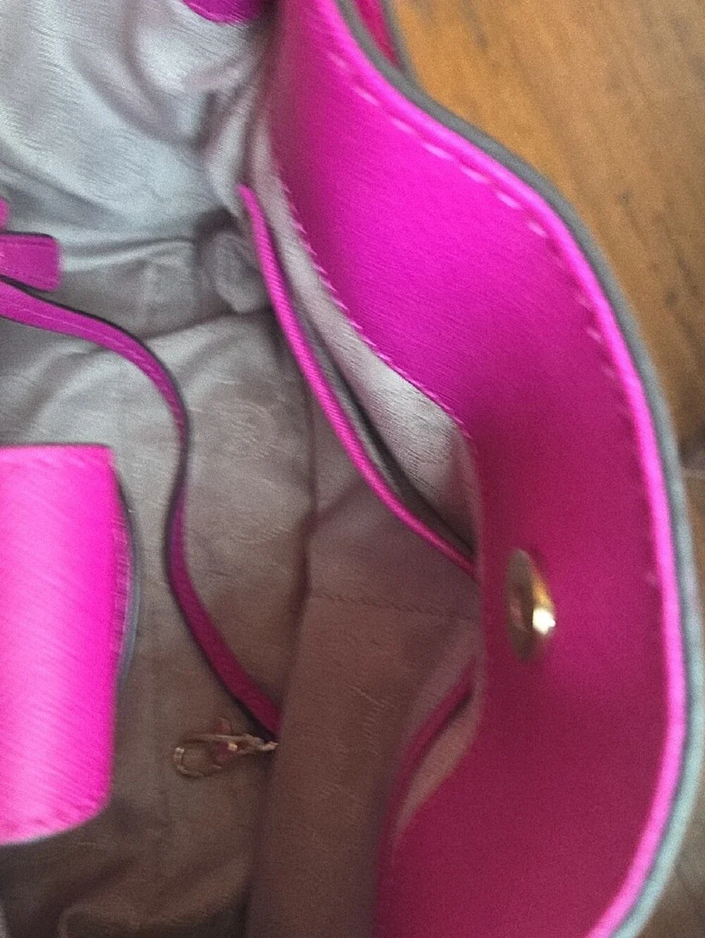 Michael Kors Hot Pink/ Purple Saffiano Leather Satchel with Gold Hardware